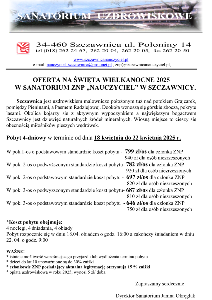 oferta Wielkanoc 2025 dla ZNPTychy